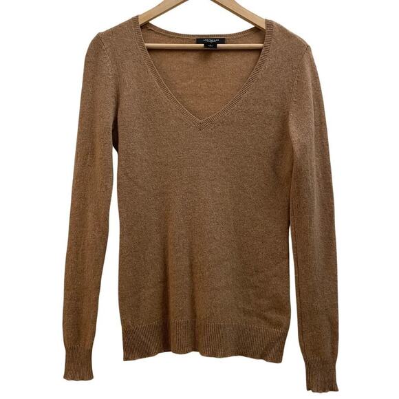 Ann Taylor 100% Cashmere Sweater | V-Neck, Camel Brown, Tan, Size Small - Picture 7 of 7